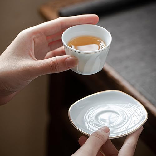 Miniatura 8 de Juego de té chino, juego de té Kung Fu, juego de té de porcelana, juego de té de elevación de mango, juego de té de porcelana blanca con 6 tazas de