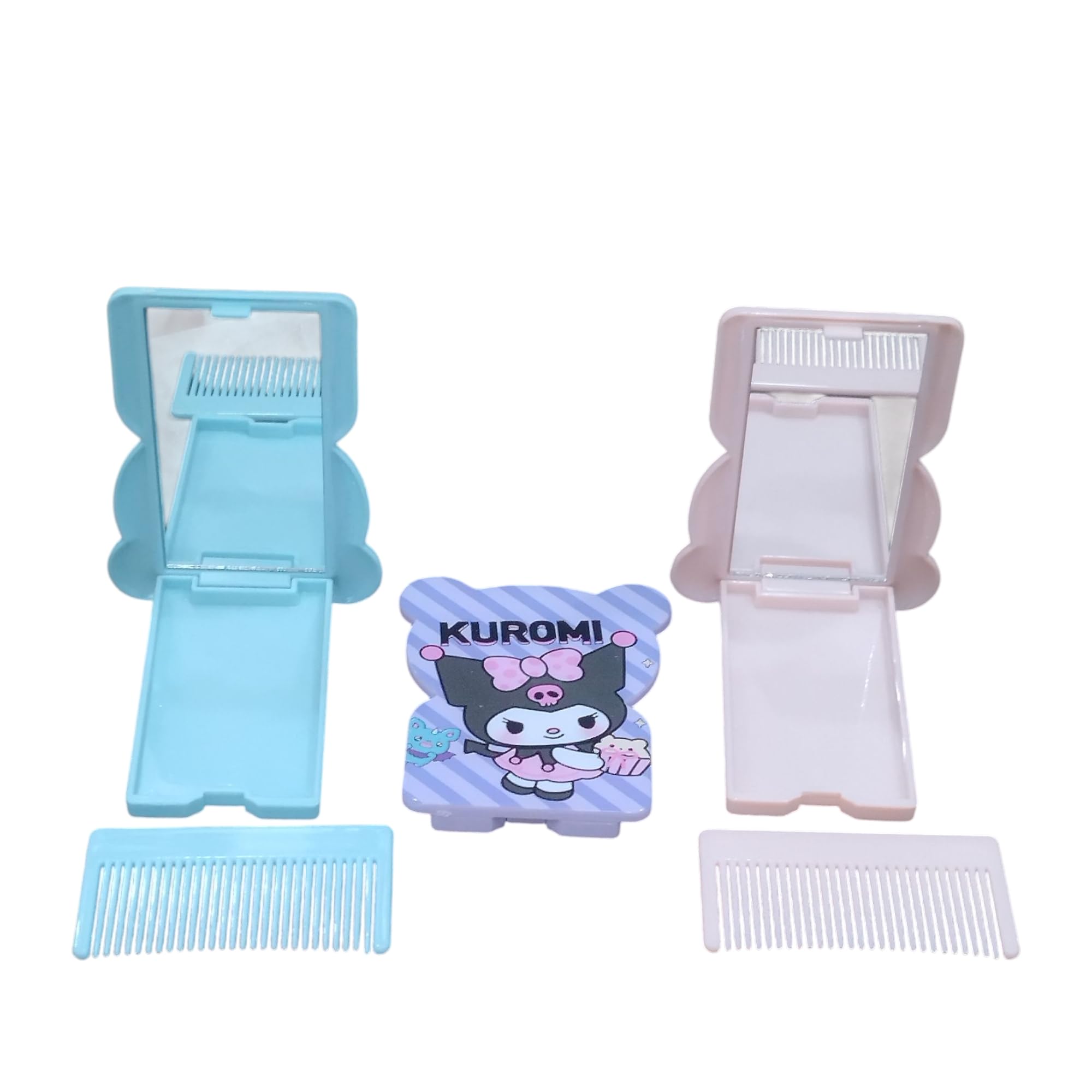 LIGHTER HOUSE KUROOMI My Melody CINNAMOROLL Cute Cartoon Compact Mirror, Folding Makeup Mirror, Purple, Pink and Blue Design, Pack of 03 Pcs.-image-9