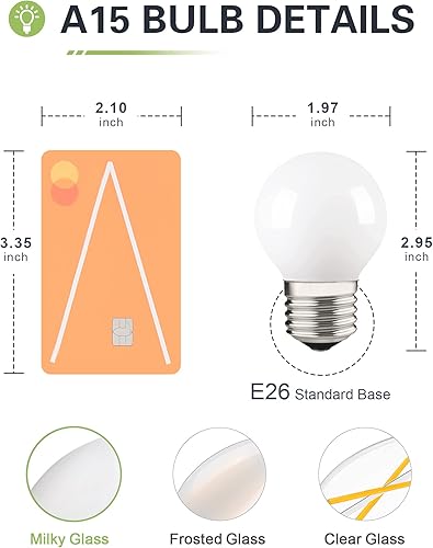 Miniatura 3 de Foco LED equivalente a 40 W, A15, blanco suave, 3000 K, vidrio lechoso, regulable, bombillas LED de globo de base estándar E26 de 4 W, paquete de 3