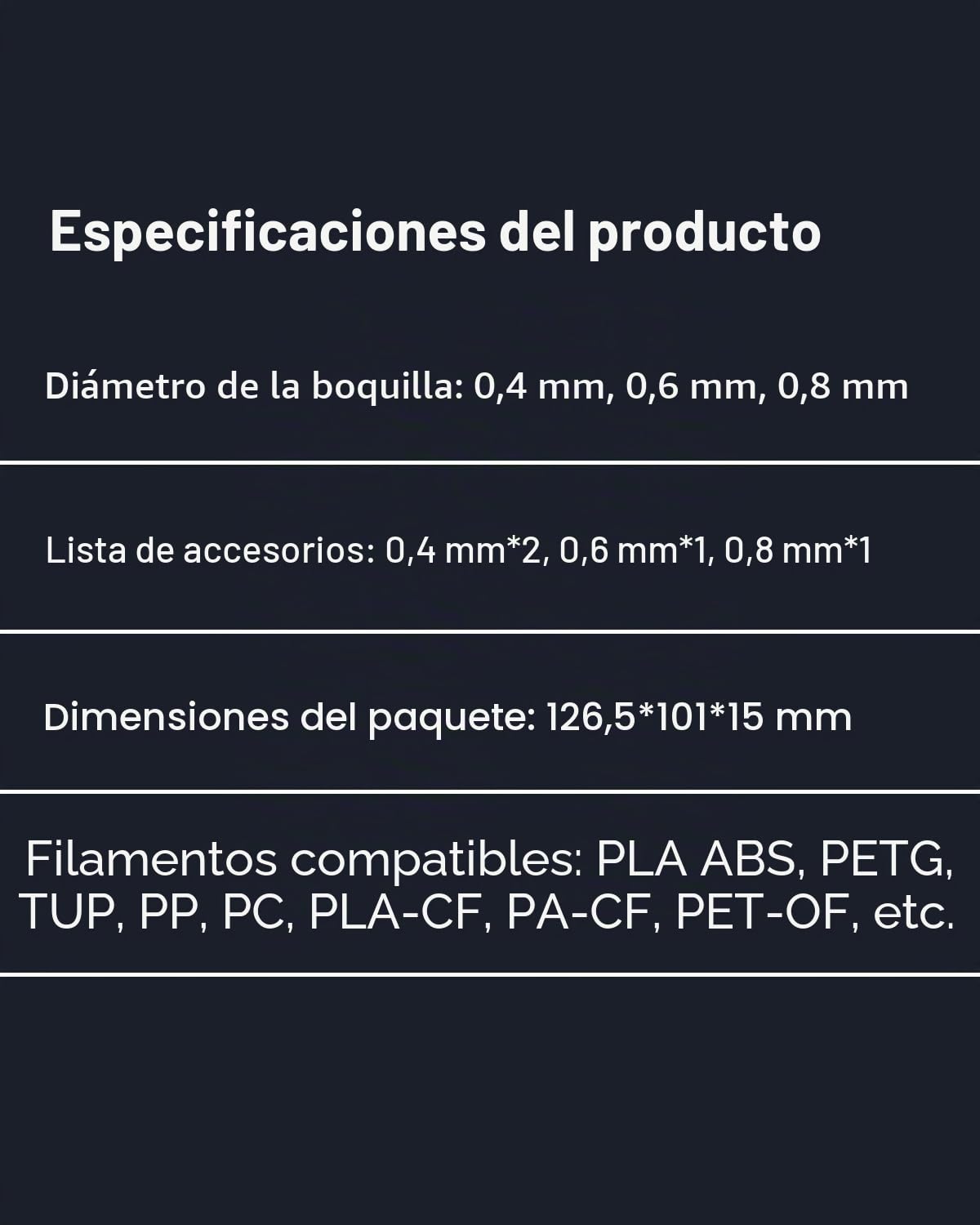 Boquilla oficial Creality K2 Plus, kit de repuesto de boquillas para hotend Creality Hi Combo con aleación de titanio, aleación de cobre y acero endurecido, para K2 Combo (0,4 0,6 0,8 mm, 4 unidades)