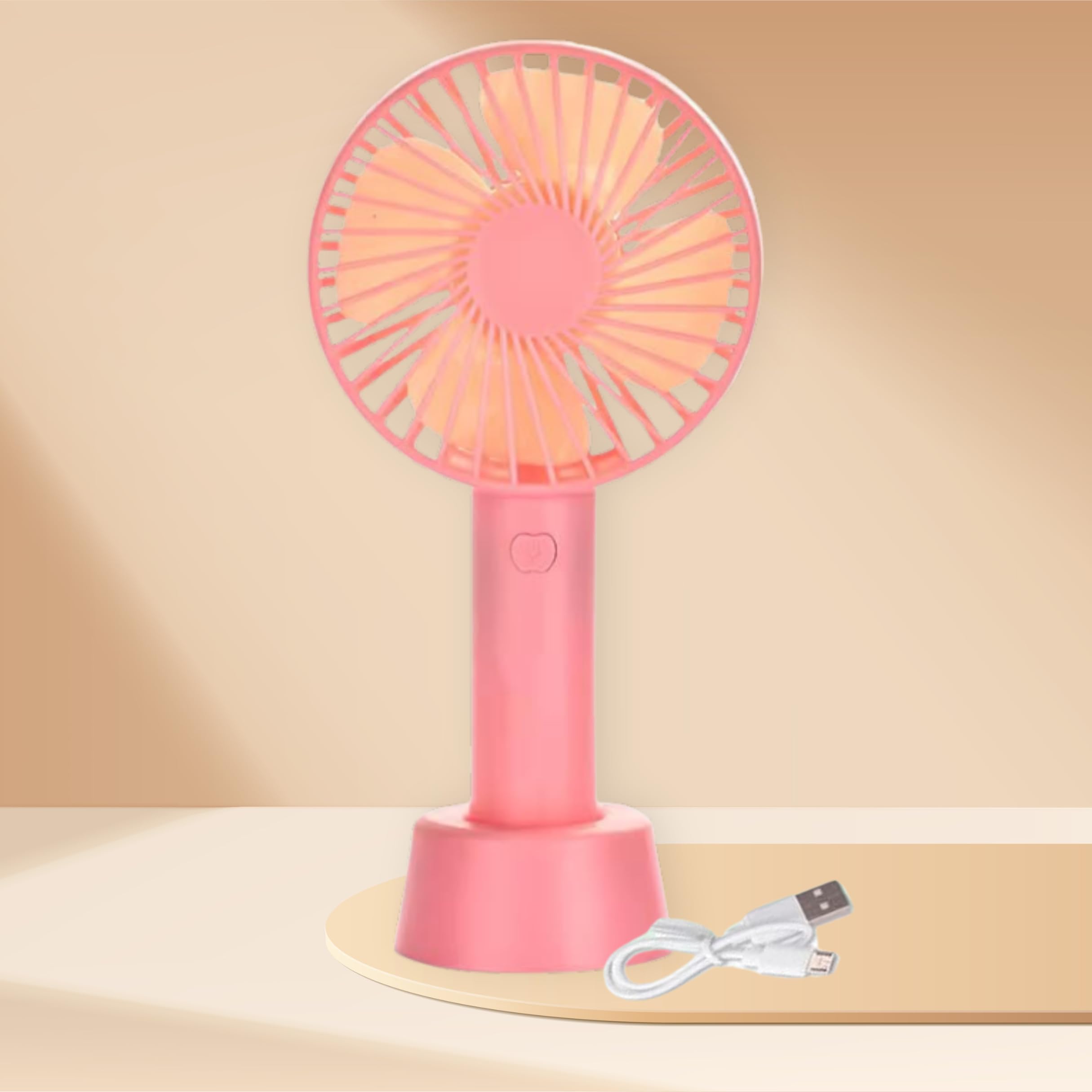 One94Store Mini Portable USB Hand Fan, Usb Fan Portable High Speed Built-in Rechargeable Battery Operated Summer Cooling Table Fan with Stand For Home Office Indoor Outdoor Travel (Pink Color)
