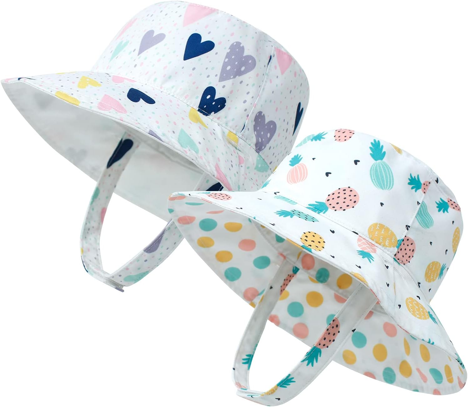 LAPI.ZAPI Baby Sun Hat Print Pattern Kids Boy Girls hat UPF 50+ Sun Protection Beach Bucket Hat Wide Brim