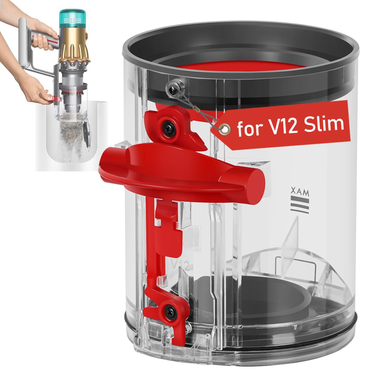 Pojemnik na kurz do Dyson V12 Detect Slim/ V10 Digital Slim, części zamienne pojemnik akcesoria części nr 965272-01