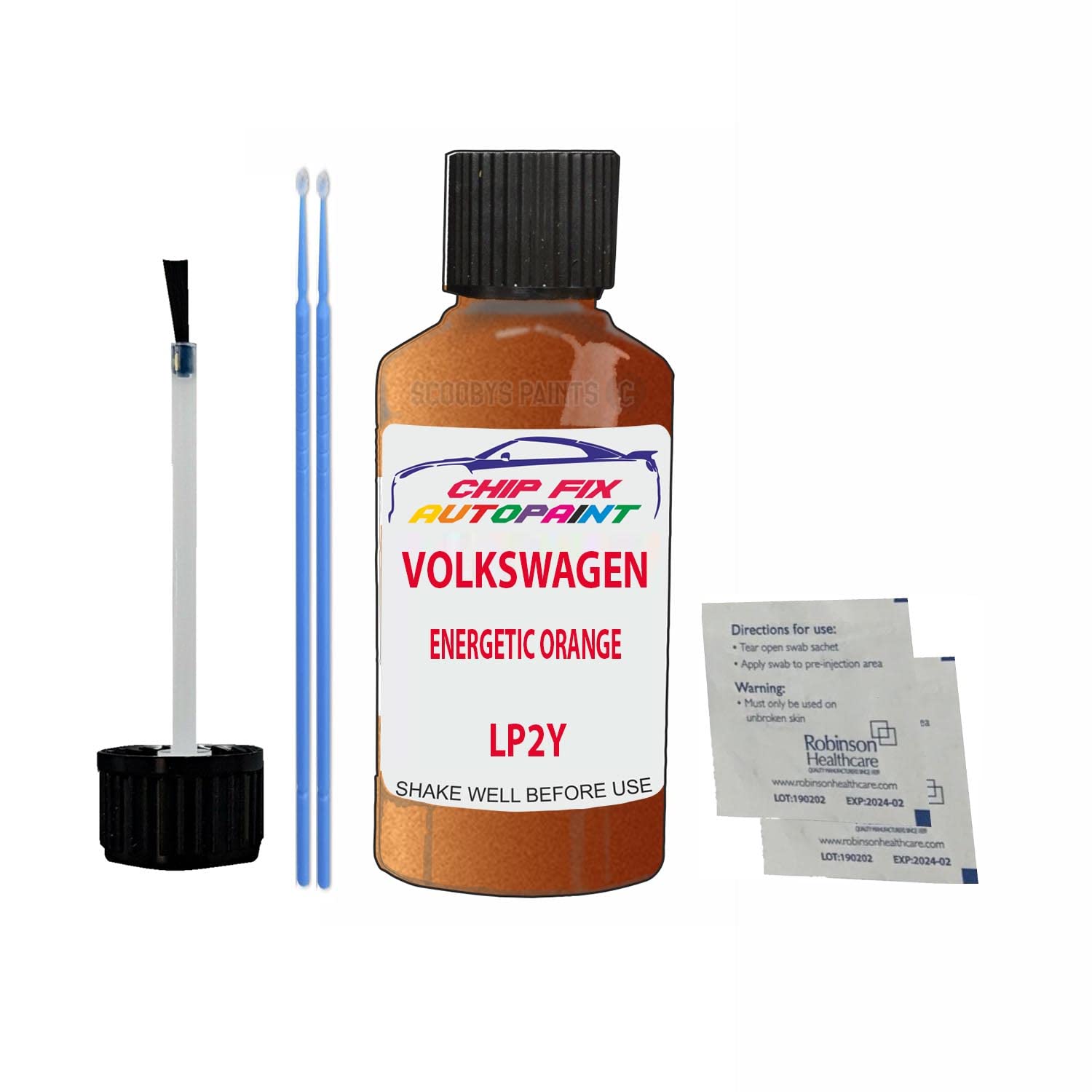 Scoobys Paints Back In The Mix Energetic Orange Touch Up Paint For Volkswagen/Vw T-Roc Lp2y 2019-2019 30Ml Bottle Brush Scratch Stone Chip Repair Pen