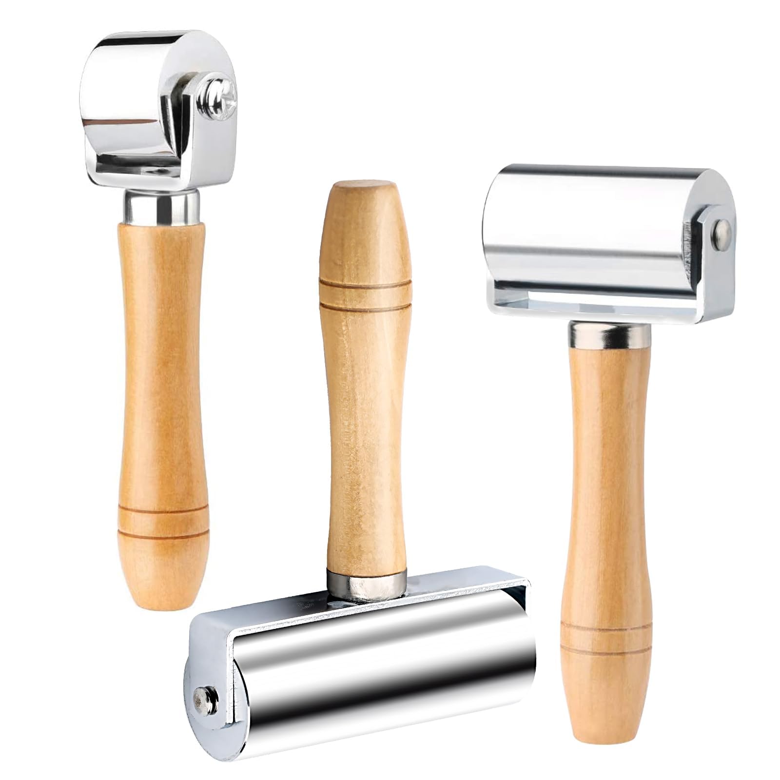Rodillo de borde a presión de cuero de 26 mm + 60 mm + 100 mm, rodillo de costura para cuero, herramienta de laminación de cuero para manualidades de cuero (madera)