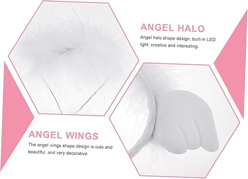 Miniatura 4 de SHERCHPRY 4pcs Angel Headband Glowing Headdress Decor Angel Themed Headband Furry Hairband Angle Wing Headband Angel Headband Prop Glowing Hairband