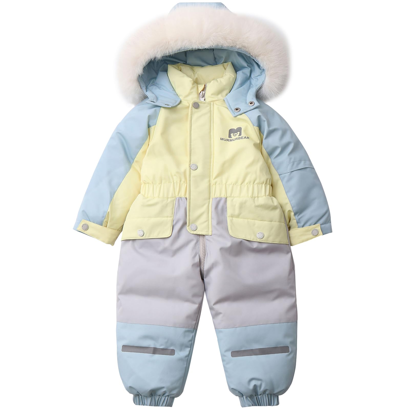 Combinaison de Neige Enfant Fille à Capuche Barboteuse Garçon Doublée de Polaire Combinaison de Ski Bébé Chaude