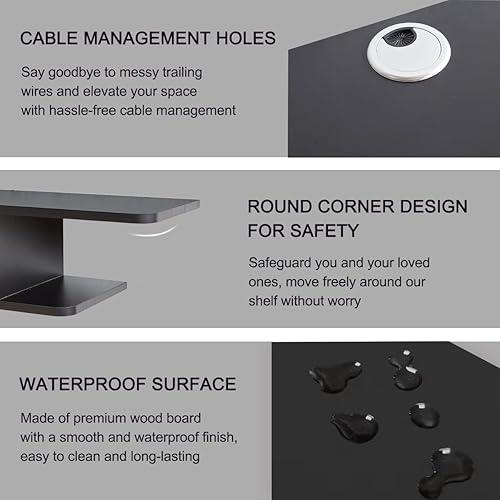 Miniatura 3 de GHC Soporte de TV flotante, centro de entretenimiento montado en la pared y estante de gabinete, consola de TV con almacenamiento, consola