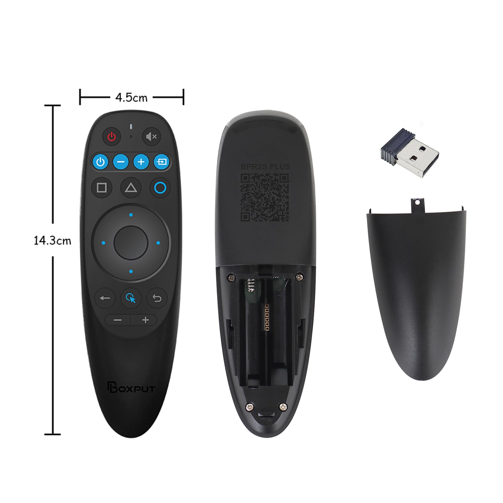 BPR2S Plus pilot zdalnego sterowania z myszą powietrzną, pilot głosowy Bluetooth, obsługuje 2,4 G RF, wyposażony w 6-osiowy żyroskop, obsługuje 4-klawiszową izolację podczerwieni, odpowiedni do