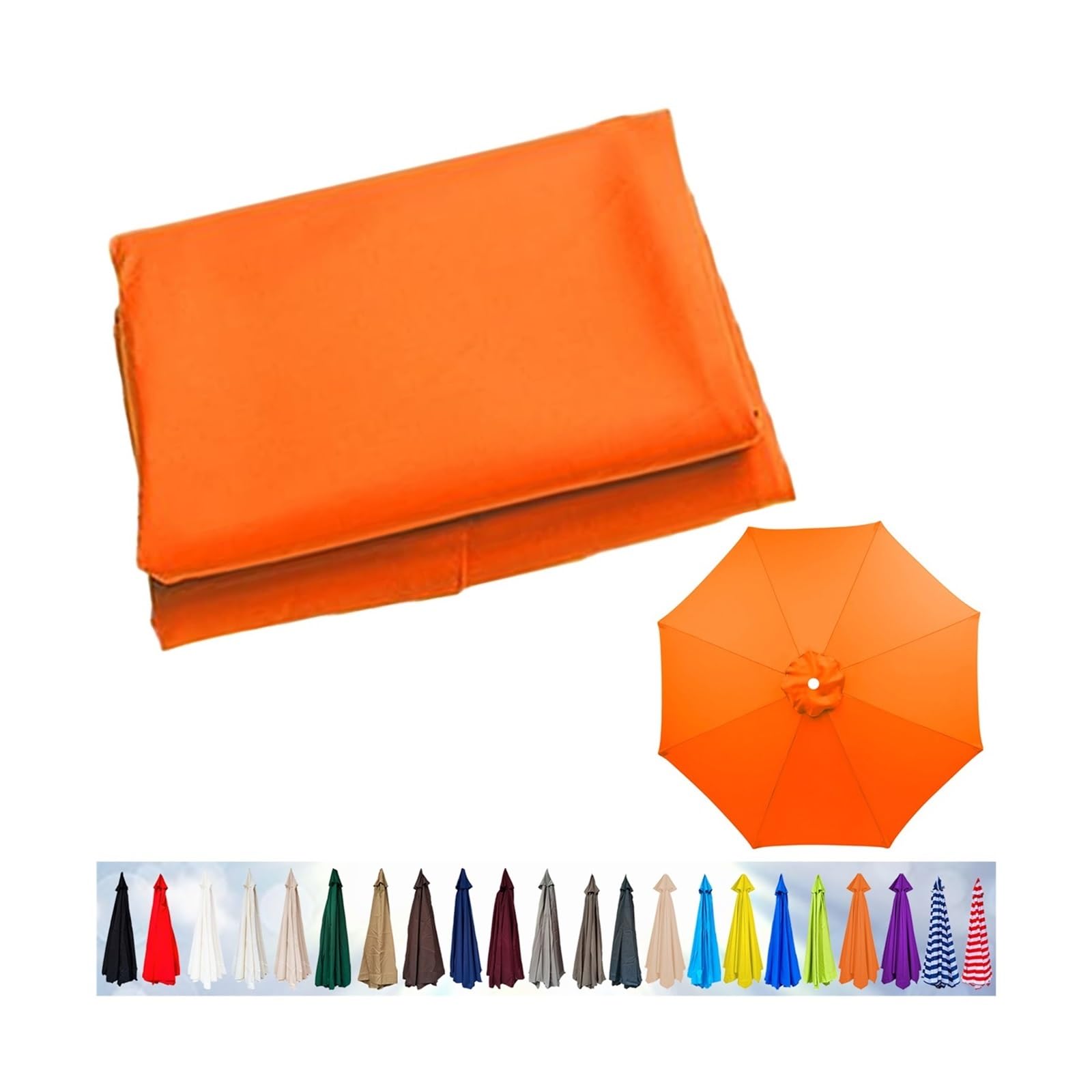 Replacement Parasol Canopy, Garden Umbrella Cover 6/8 Arms, Patio Replacement Cover for 2m/2.3m/2.5m/2.7m/2.8m/3m/3.5m(Orange Color,8ribs:200cm)