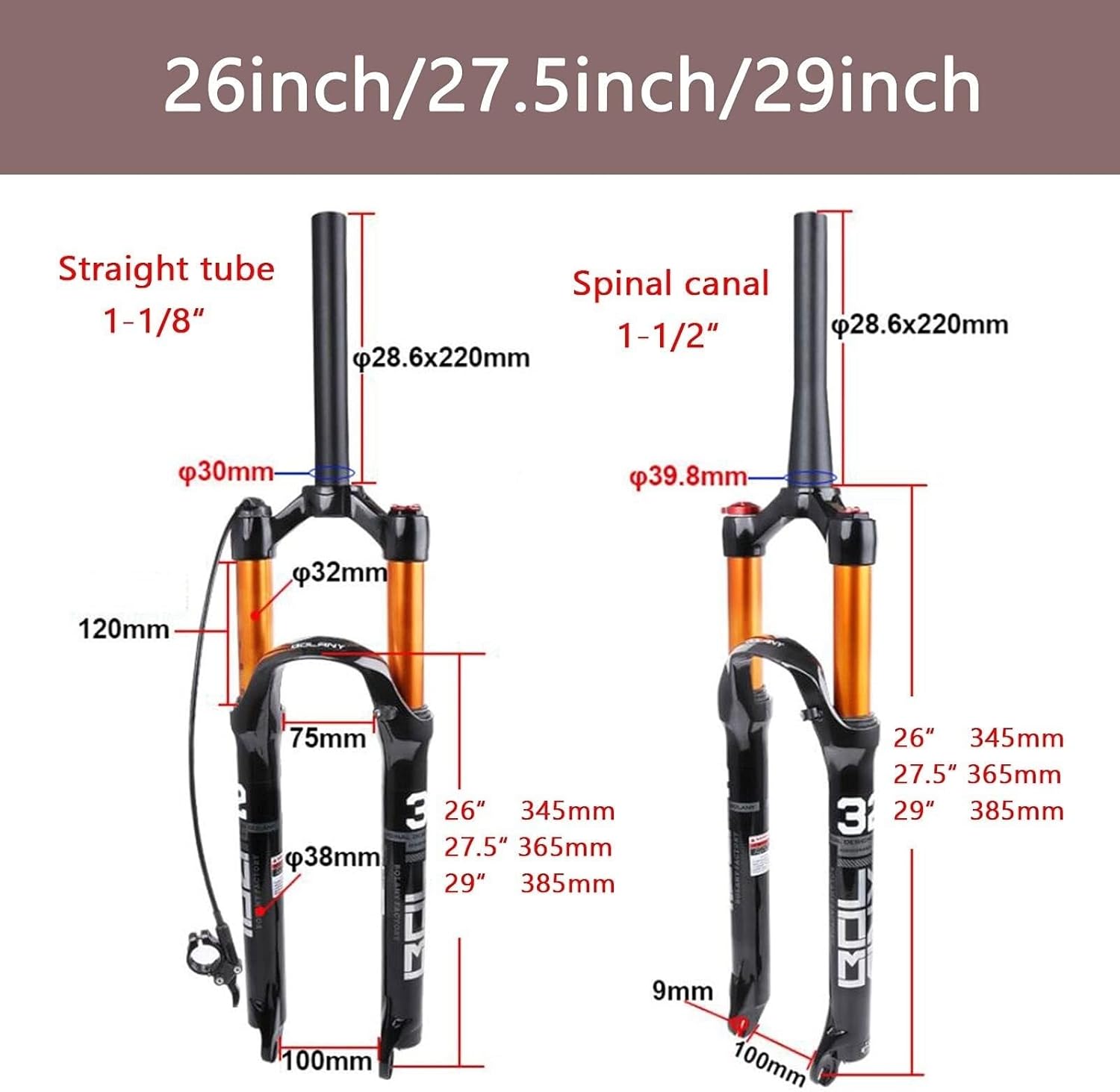 Magnesium Alloy Suspension Fork Tapered and Straight Steerer Front Fork Fork Suspension Bicycle Fork Bike