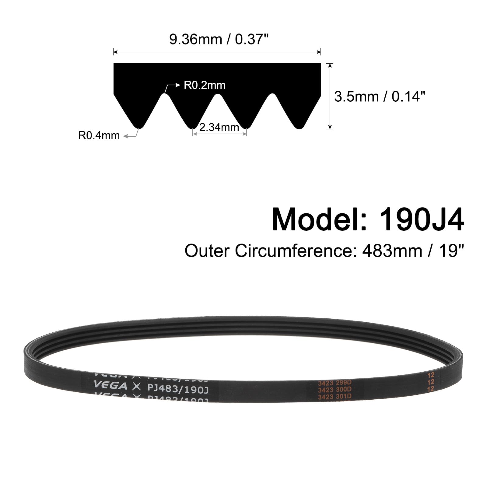 CARLISLE RBX81-3 Rubber Gold Ribbon Cog-Band Banded Belts, 3 Bands, 21/32