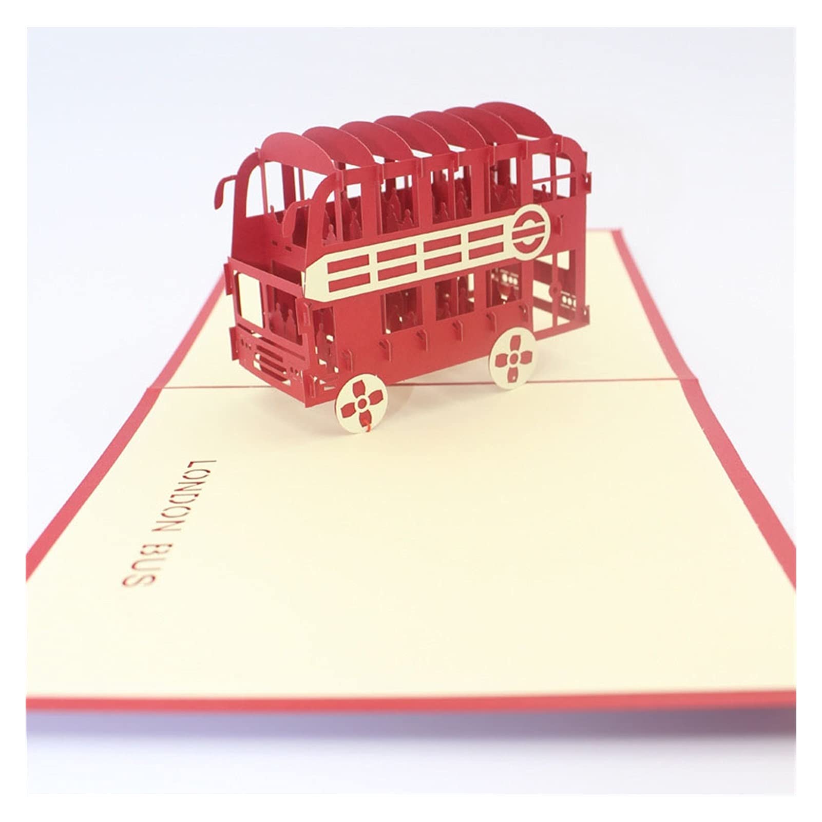 Grußkarte Festival Segen Grußkarte 3D Laserschnitt Handgemachte Schnitzerei Rot Doppeldeck Bus Papier Einladung Grußkarten Postkarte Kreatives Geschenk Tourismus Souvenir Geburtstagskarte