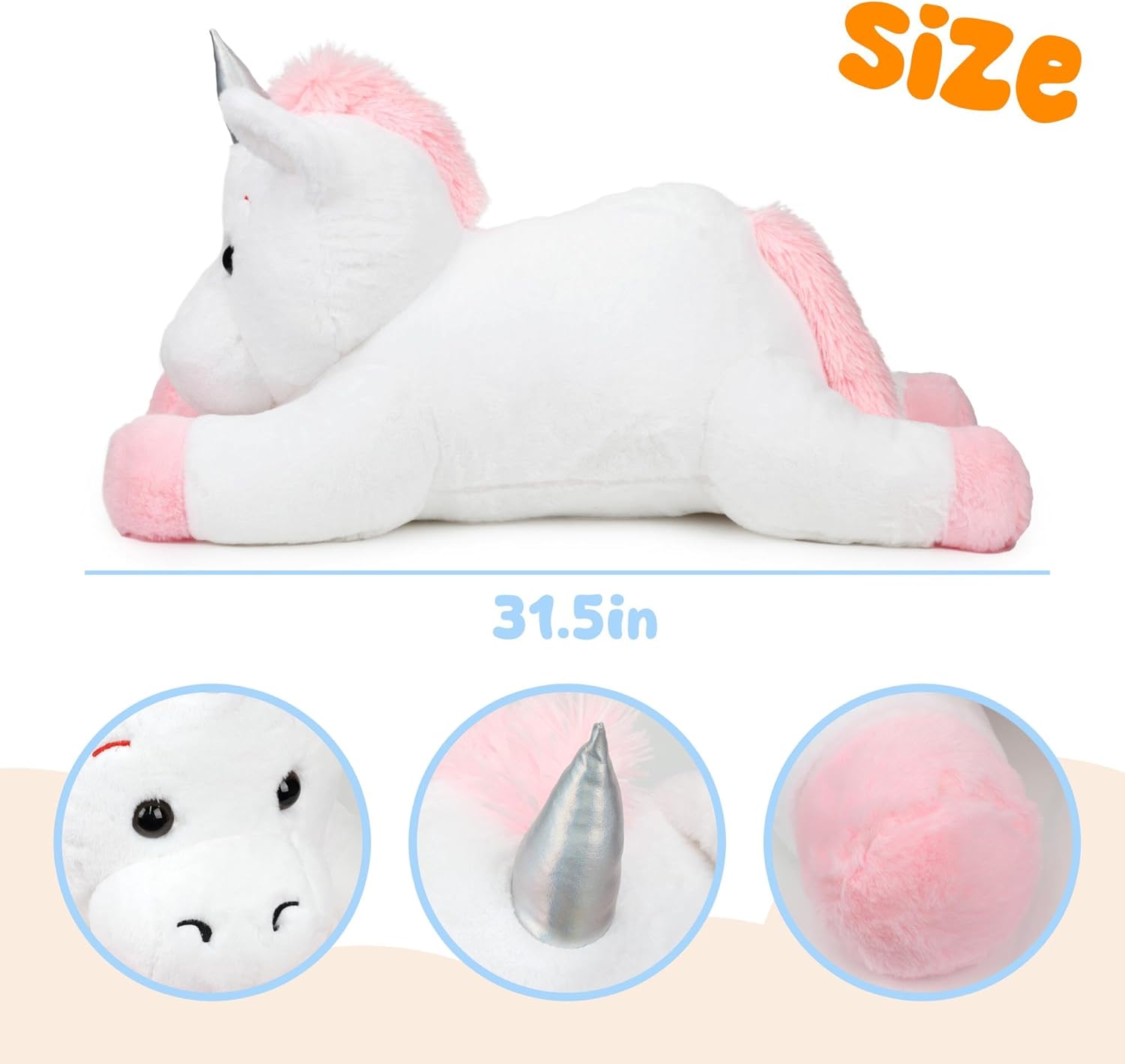 Unicorn Stuffed Animal, Giant 32" Stuffed Plush,Large Soft Plush Unicorn Toy Birthday Holiday Party Gifts for Kids Girls