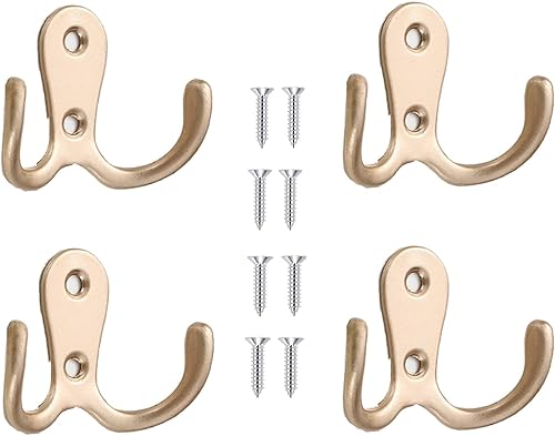 4 ganchos para bata de doble punta, ganchos dobles para colgar en la pared, ropa colgante para baño, dormitorio, puerta, pared, colgador de tela de