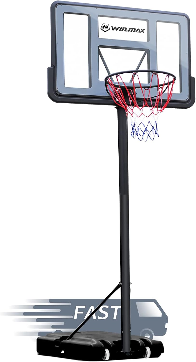 WIN.MAX Portable Basketball Hoop Goal System 4.8-10ft Adjustable 44in Backboard for Kids/Adults Indoor Outdoor : Sports & Outdoors
