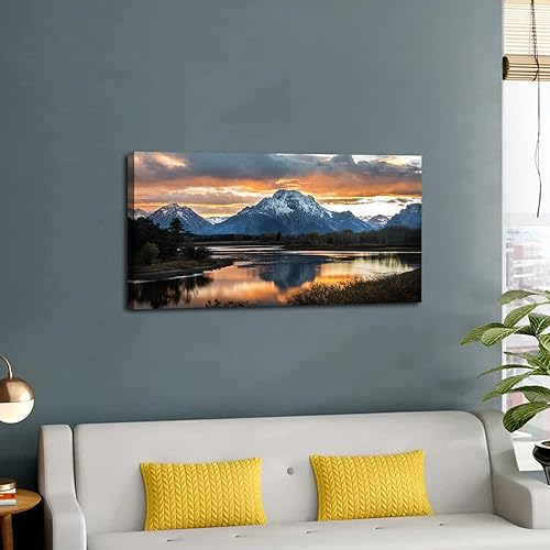 Miniatura 7 de Arte de pared de montaña al atardecer para sala de estar, naturaleza, gran tetón, paisaje, lienzo, decoración de pared, pósteres de parque nacional,