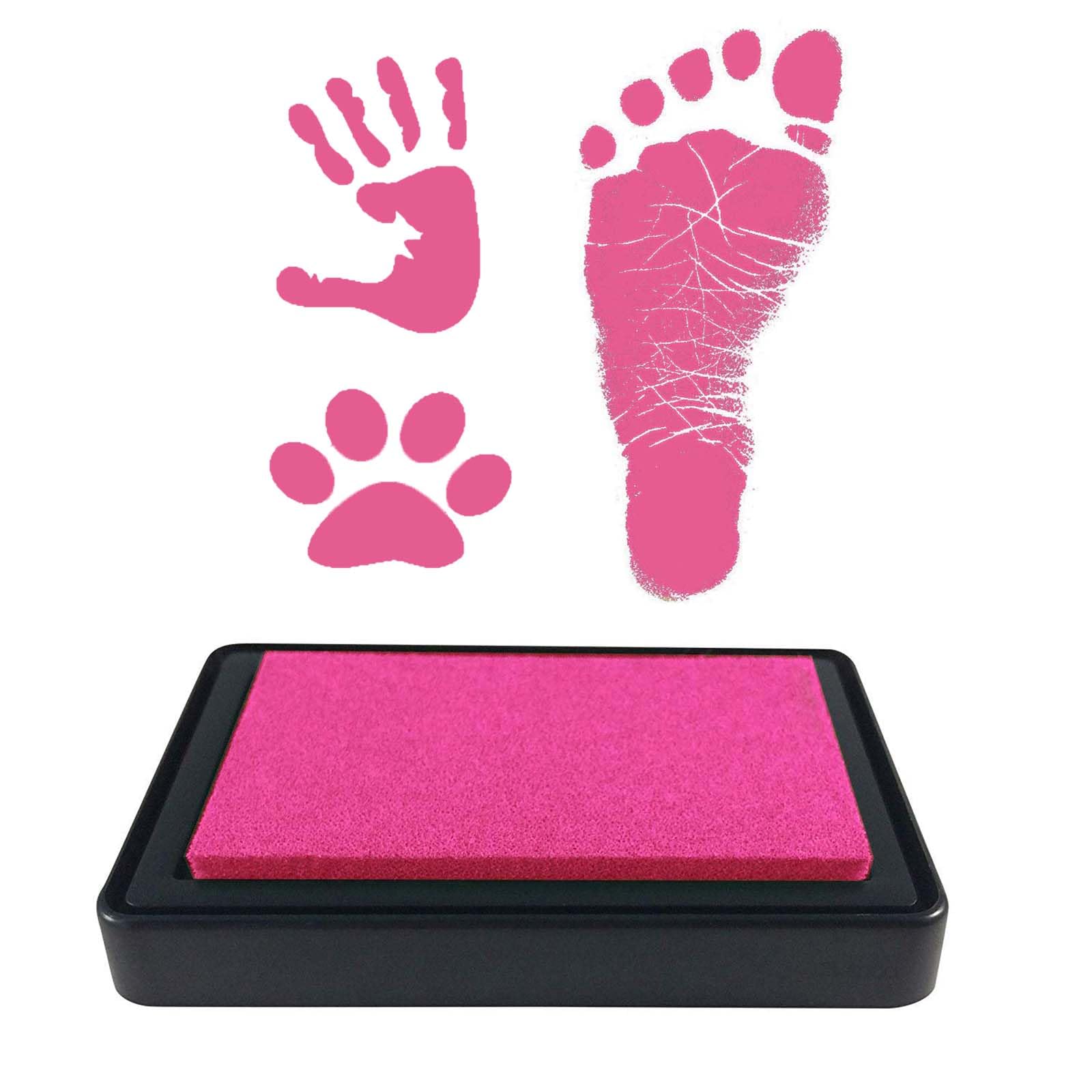 VICZON Baby Footprint Handprint, Baby Ink Pad, Reusable Ink Pad, Easy to Wipe Clean (Hot Pink), inch
