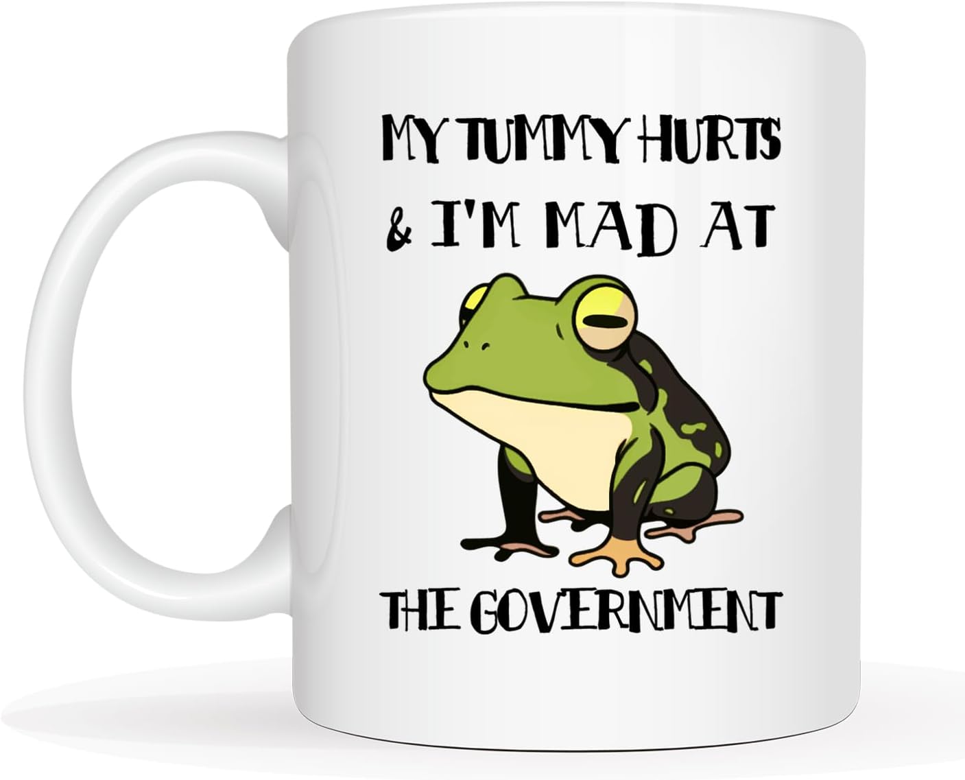 Funny Coffee Mug 11Oz, My Tummy Hurts I'm Mad At The Government Frog Water Cups, Summer Winter Drinkware, Office Supplies, Room Decor, Party Gift, Valentine's Day Gifts, Birthday Gift - Image 2