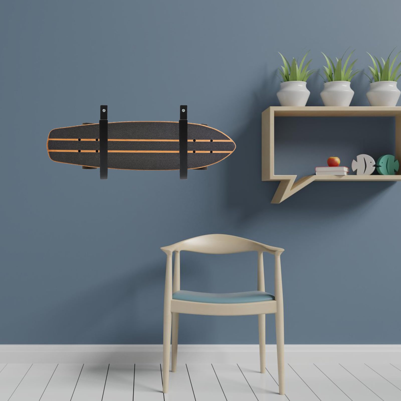 Wandhalterung Hoher Tragfähigkeit Skateboard Kohlenstoffstahl mit aus Sichere Aufbewahrung Schwarz für von Musikinstrumenten und Skateboards im Haushalt