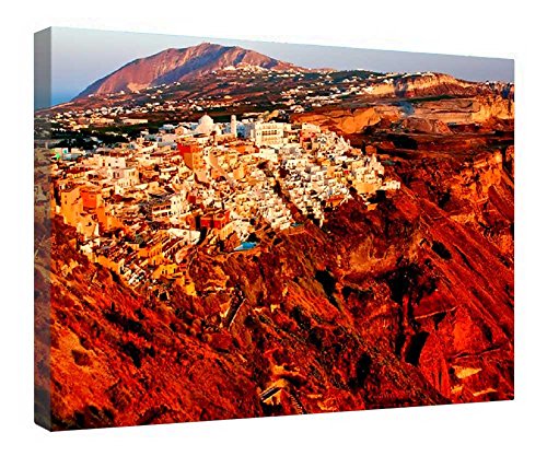Toile Santorini encadrée bois pour illuminer un salon contemporain