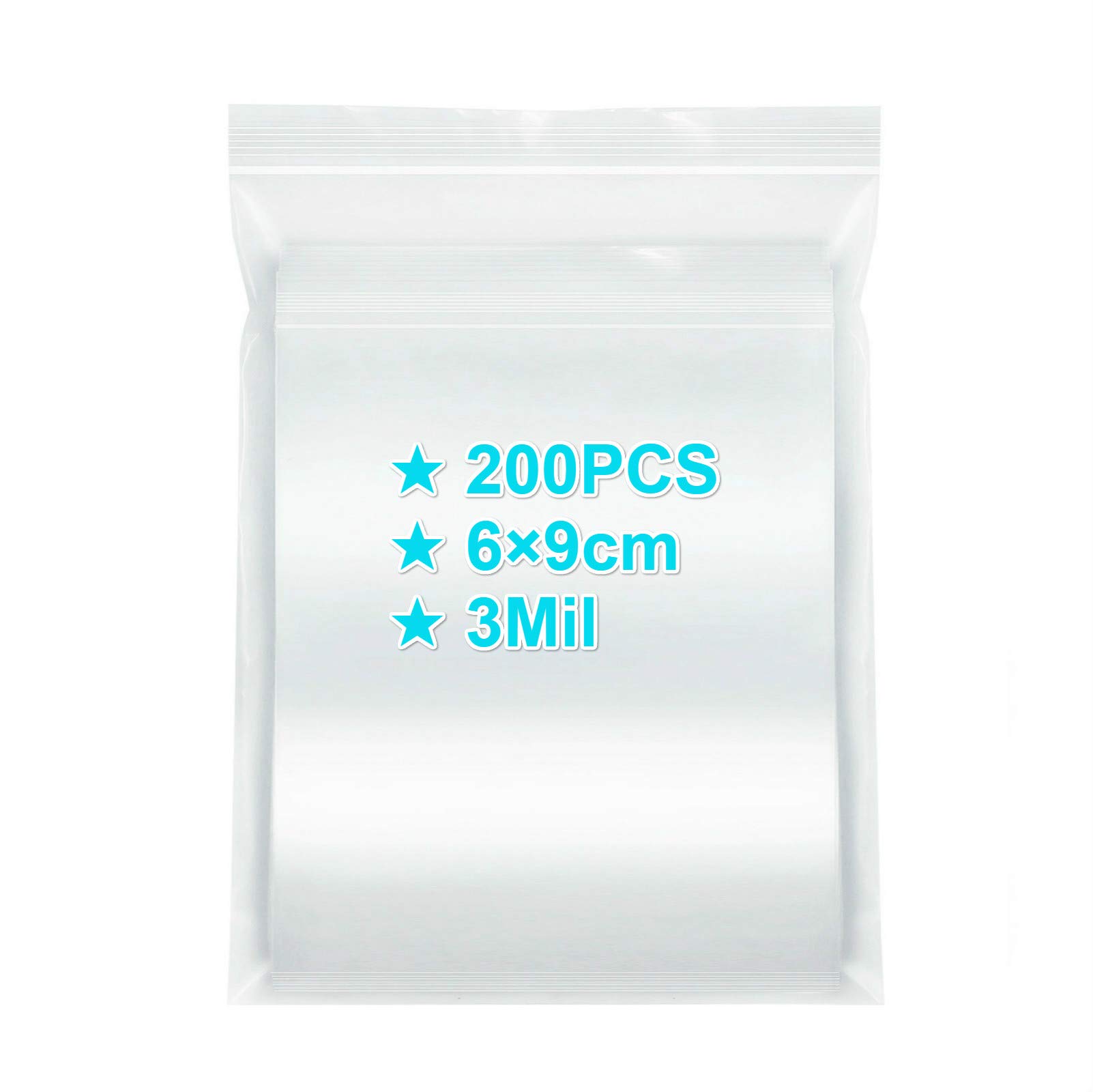 Ydd 3Mil Small Ziplock Bags 6×9Cm, 200Pcs, 3 Mil Extra Thick Clear Plastic Resealable Bags With Lock Seal Zipper, Storage Pouches Grip Seal Bags For Jewelry Coins Pills Packaging