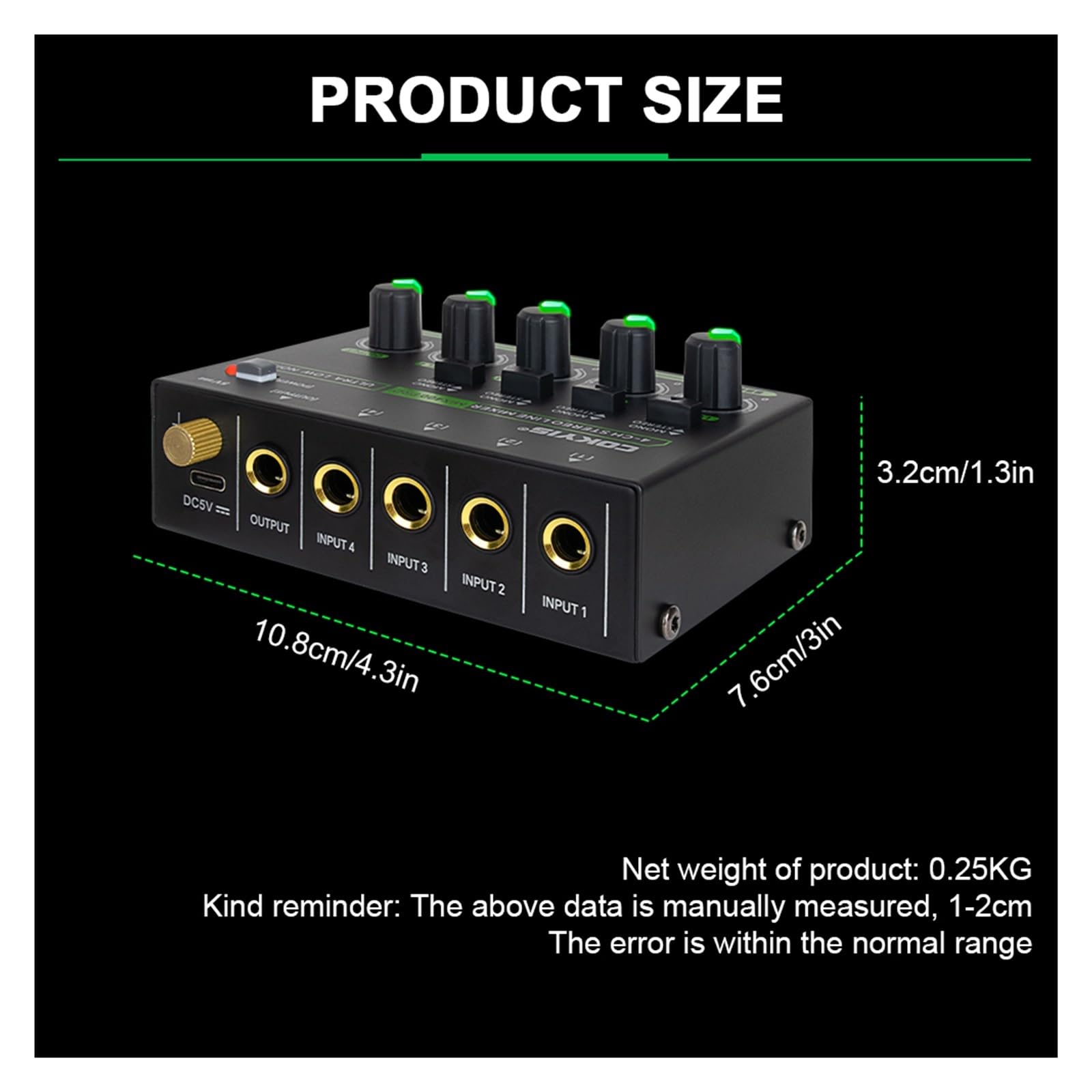 Mixer Stereo di Linea a 4 canali a bassissimo Rumore Mini Mixer Professionale Mini Mixer Mixer di Linea for Piccoli Club o Bar