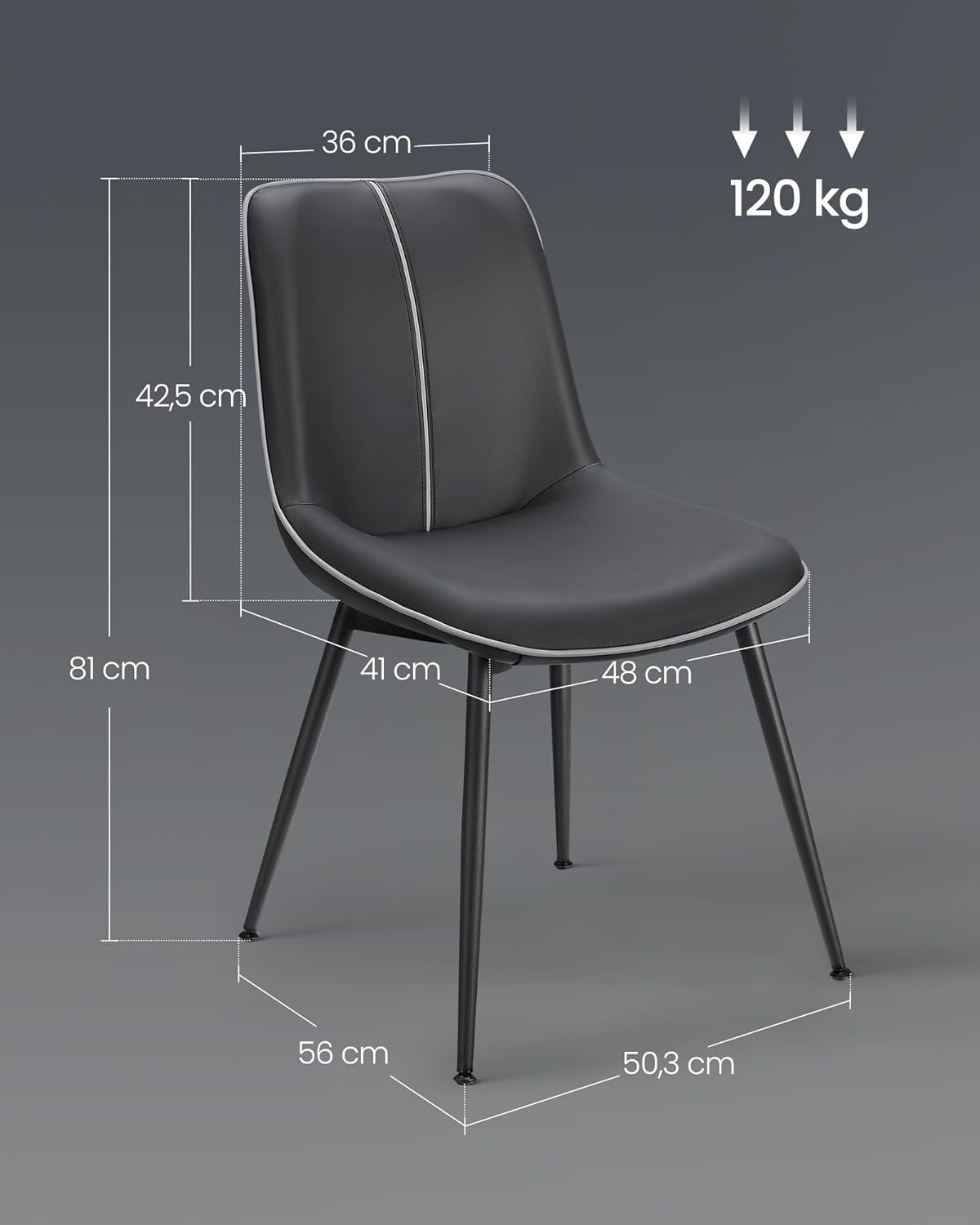 Dimensions and weight capacity of the dining chair