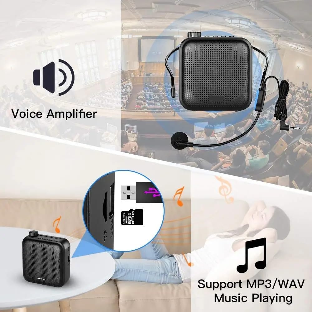 Amplificateur Vocal Portable Mégaphone Mini Haut-Parleur avec Microphone Ultralér Recharable for Les Enseignants Réunions et activités en extérieur
