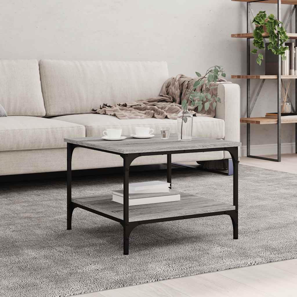 Table basse Sonoma gris en bois d'ingénierie et cadre métal de qualité
