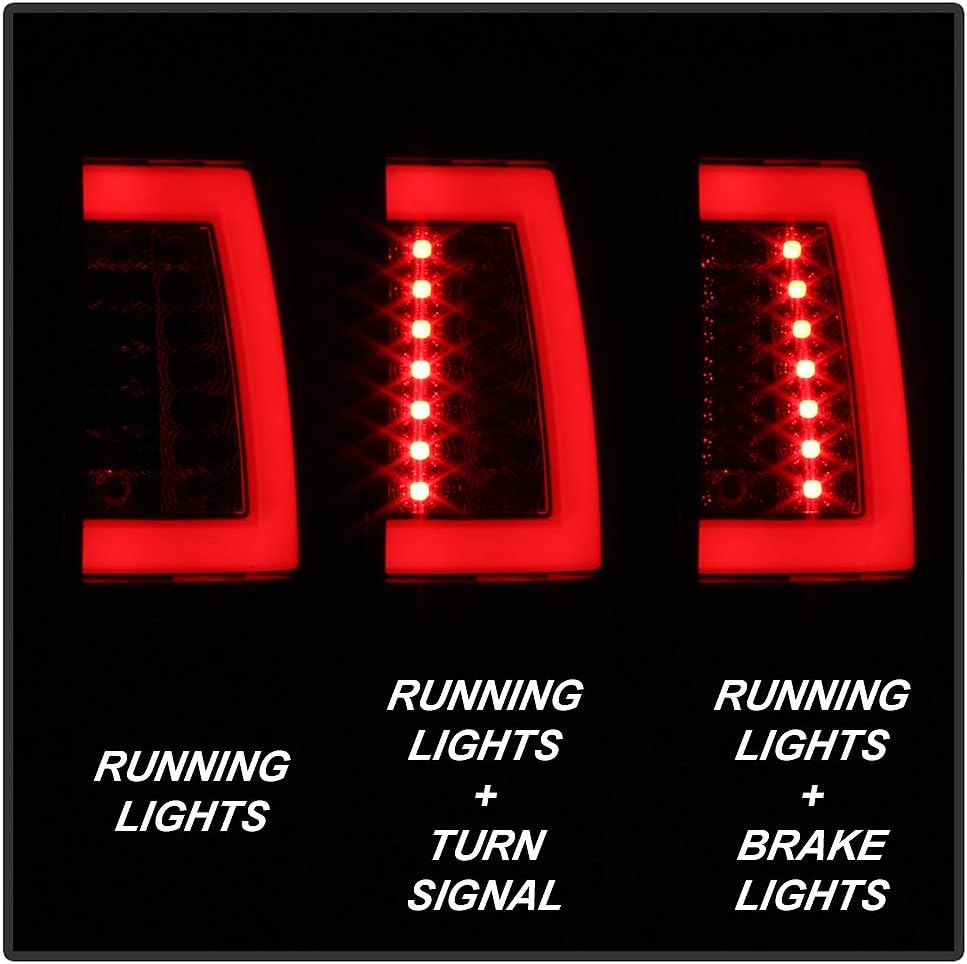 ACANII - For 2000-2006 Chevy Suburban 1500 2500 Tahoe GMC Yukon Black Smoked LED Tube Tail Lights Brake Lamps Left+Right