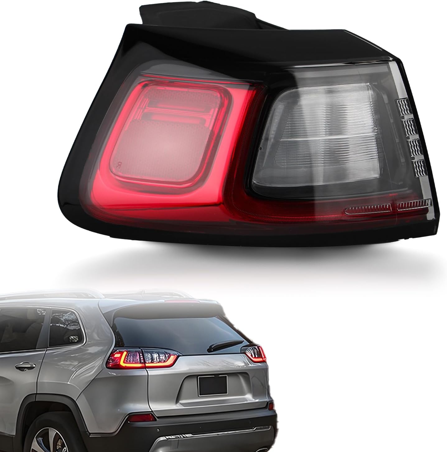 LED Tail Lights Compatible with 2019 2020 2021 2022 2023 Jeep Cherokee Rear Lamp Taillights Replace CH2804119 68275959AF Left Driver Side LH