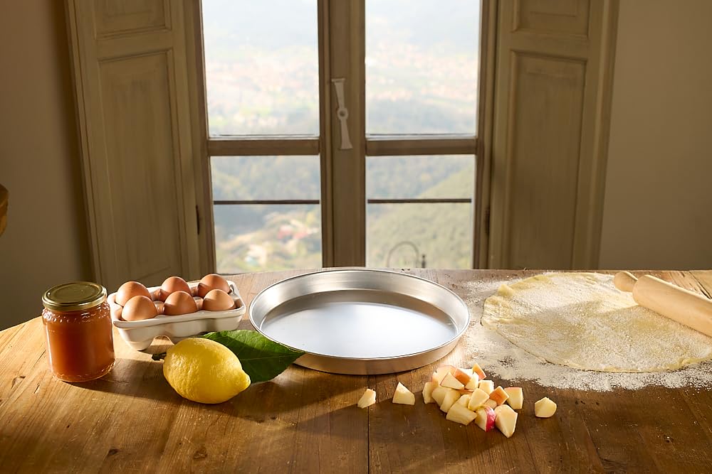 PARDINI - Set 3 teglie in alluminio tonde da 24, 28 e 32 cm, bordo 3cm, ideali per pizza o focaccia