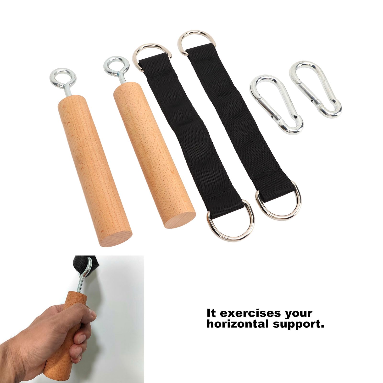 Wooden Pull Up Grips, Comfortable Handles Build Muscle Strength Pull Up Climbing Hold Grips, Grip Strength Trainer Strengthener Exerciser Training Tools for Men