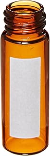 JG Finneran 33813M-1545A Borosilicate Glass WISP Style Screw Thread Vial with White Marking Spot, 4ml Capacity, Amber (Case of 1000)