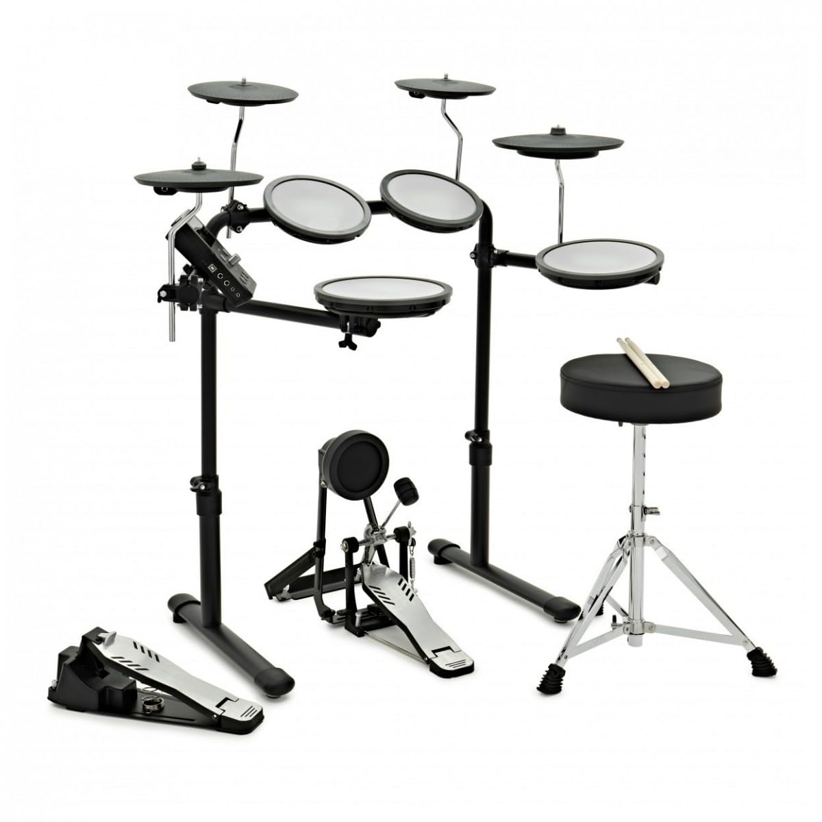 VISIONDRUM-PRO E-Drum-Set mit Kopfhörer für Kinder & Erwachsene | 9-teiliges Mesh-Pad-Set, höhenverstellbar und klappbar, größeres Snare- und Floor-Tom-Pad, 10"-Ride-Pad
