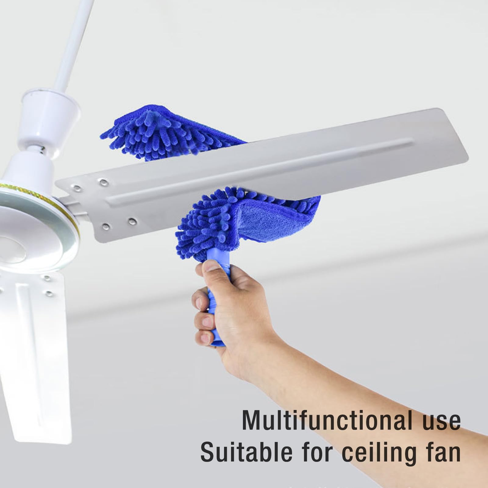 Plumero para Ventilador de Techo Extensible de Largo Alcance de 56 Pulgadas, Cabezal de Chenilla, Trapeador de Microfibra Reutilizable para Aspas de Ventilador, Paredes, Pisos