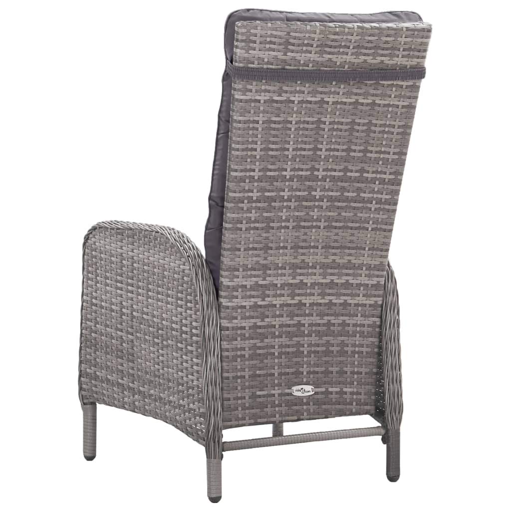 Rattan Gartenmöbel Set 8 Verstellbar Stühle mit Tisch Garten Essgruppe 8 Personen Sitzgruppe Outdoor Terassenmöbel Außen Poly Rattan und Glas-Grau-9-tlg