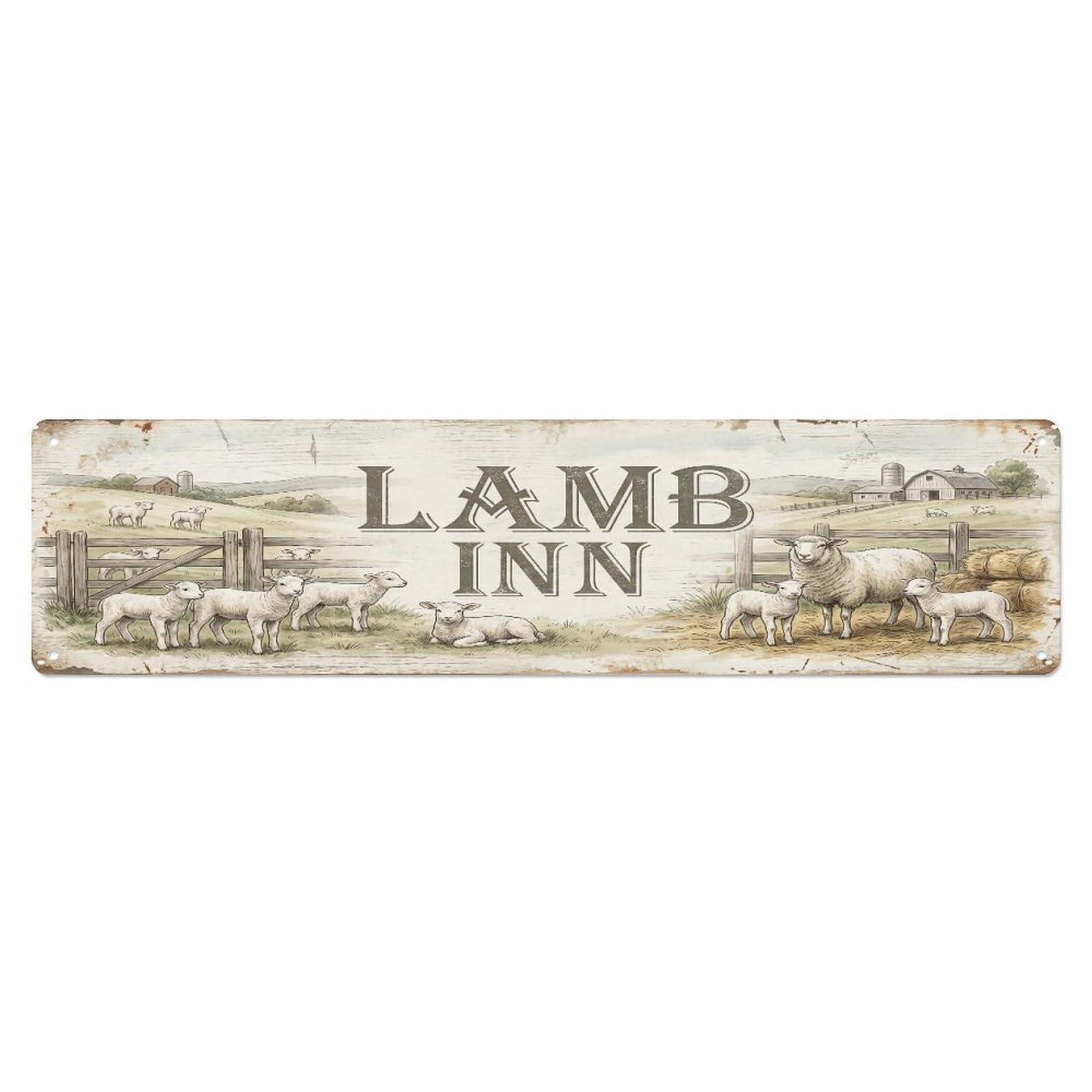 Xanthor Style Metal Tin Sign Vintage Barn Baa Lamb Farmhouse Funny Lamb Backyard Farm