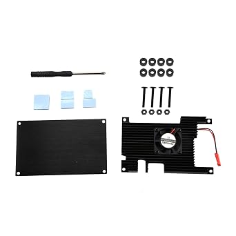 Cover Case with Cooling Fan for Orange Pi 5/5B, Aluminum Alloy Case with Silicone Heatsinks Cooling Fan