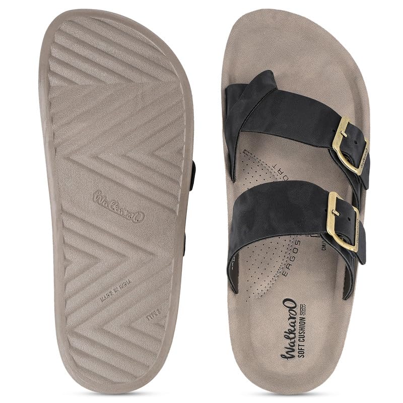 Image of WALKAROO Men's Slip-On Sandals|Soft Cushion Footbed, Adjustable Dual Buckle Straps,Lightweight Flexible Sole, Anti-Slip|Daily Wear, Casual,Office Wear Sandals|WGR53247