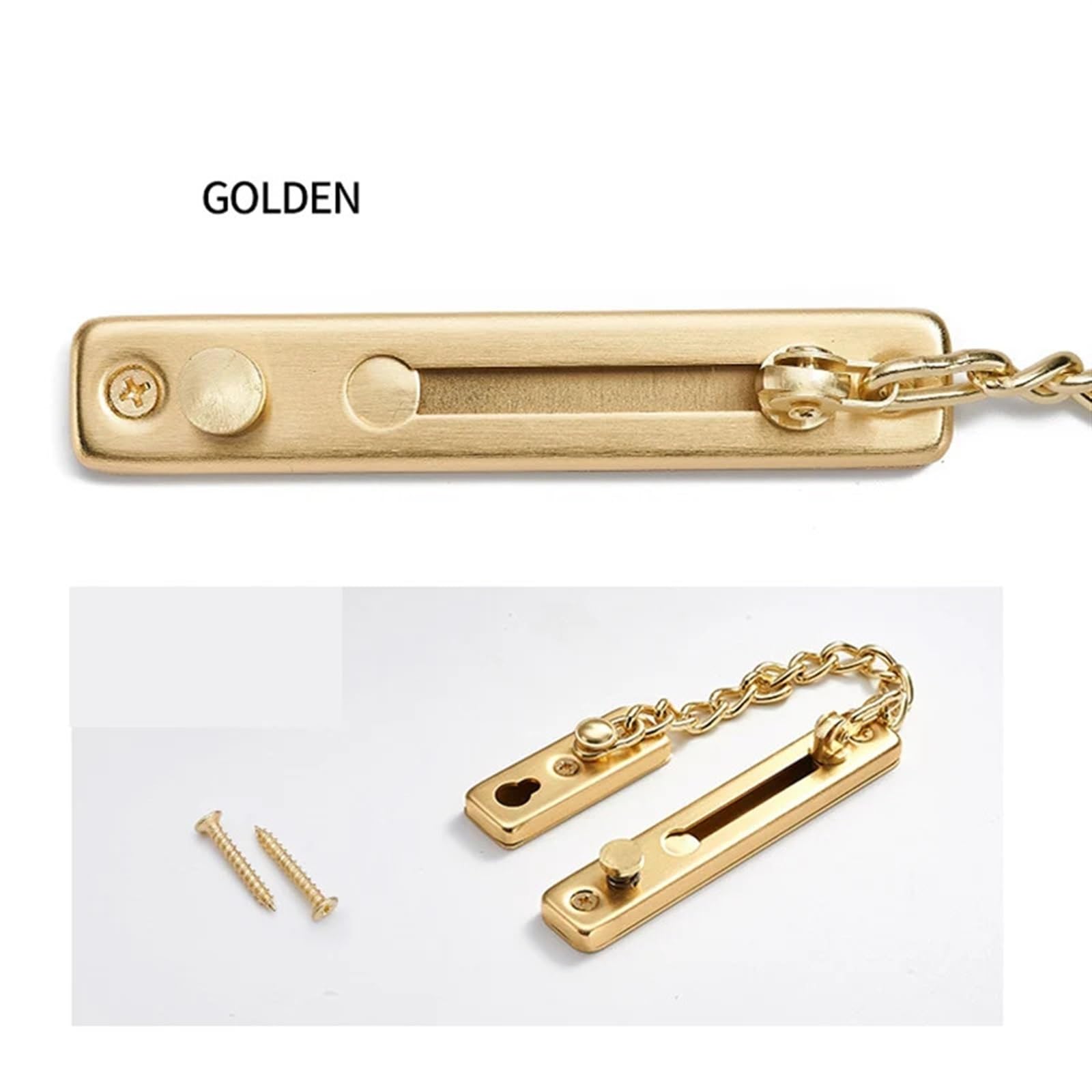 Türkete Edelstahl-Anti-Diebstahl-Türkettenschloss Home Security Guard Schrauben Riegel Türriegel Anti-Diebstahl-Kette for die Innentür(Gold)