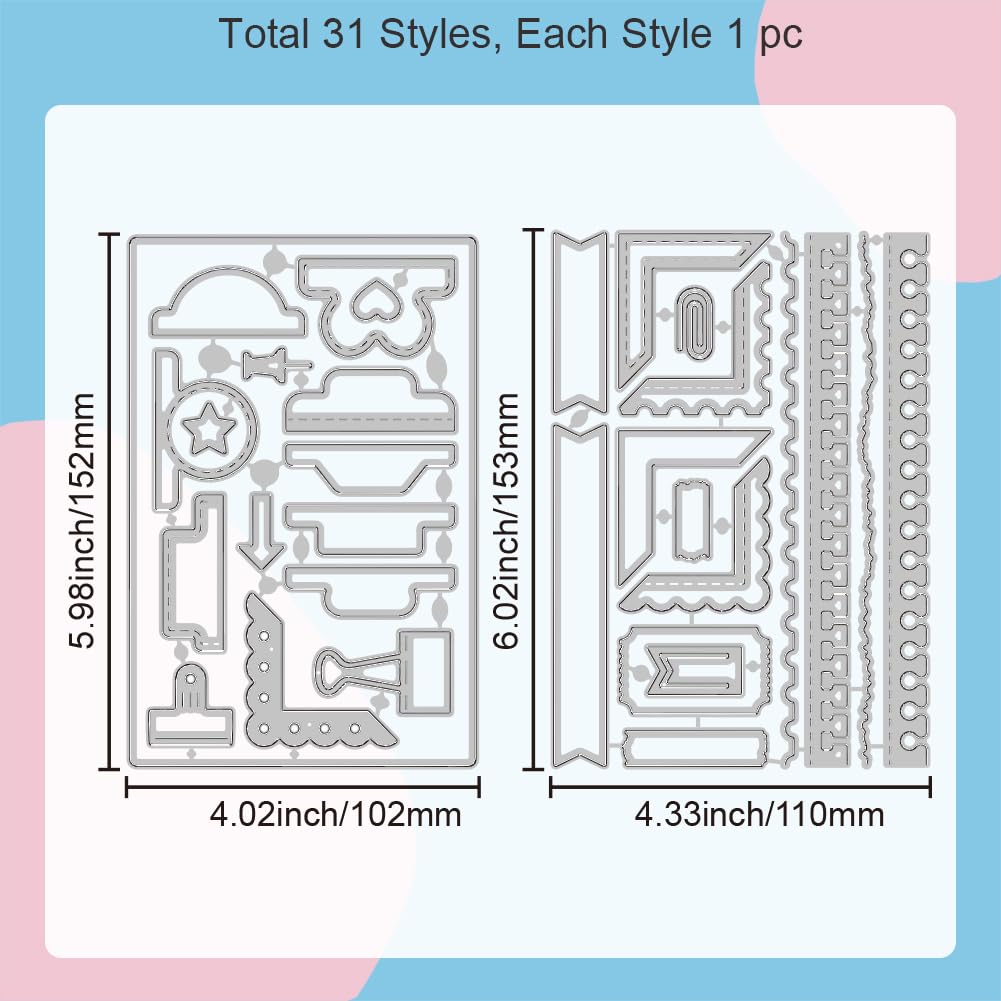 Matrices De Découpe GLOBLELAND Pour Scrapbooking - Métal, Motifs Papillons/Cœurs, 7.09x4.25 Pouces