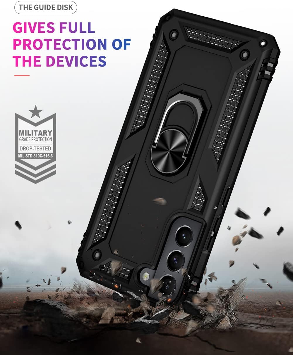 for Samsung S22 Plus/Galaxy S22+ Case with HD Screen Protectors, Military-Grade Metal Ring Holder Kickstand 15ft Drop Tested Shockproof Cover Case for Samsung Galaxy S22+ 5G Black - Image 6