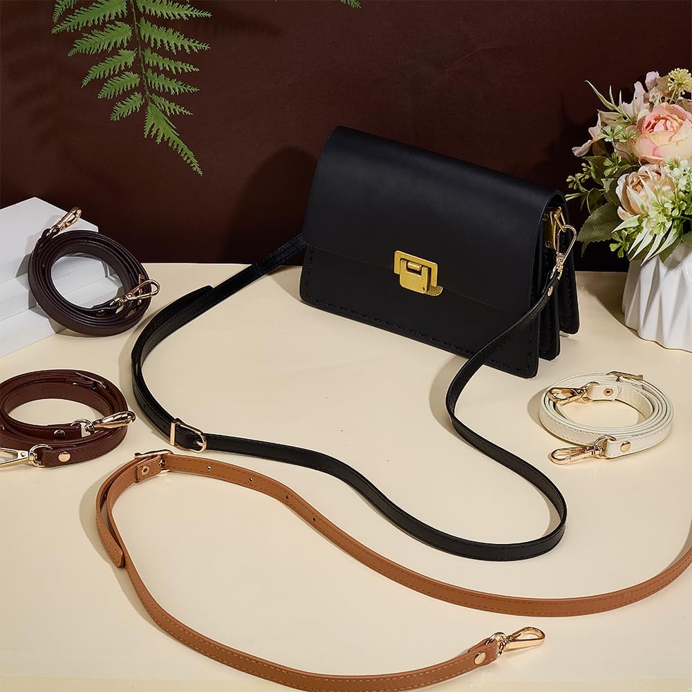 PH PandaHall 5 Colors Crossbody Purse Strap Replacement Adjustable Leather Purse Strap, 41~48 Inch Shoulder Bag Replacement Strap with Gold Buckles for DIY Crochet Bags Shoulder Bags