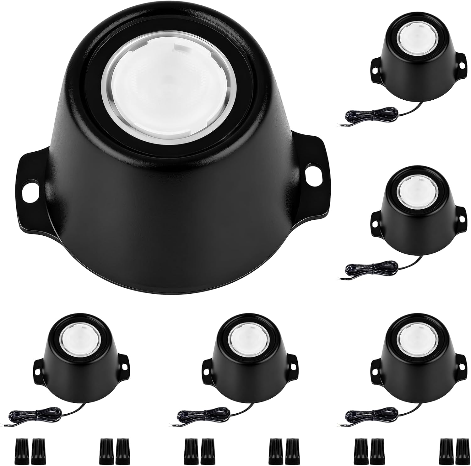 Fountain Lights LED Underwater, 5W 5000K 12V-24V AC/DC Submersible LED Lights for Pond Fountain Waterfall Pool Aquascape, 45 Degree Angle Water Spot Lights, IP68, Stainless Steel, Black, 6PK