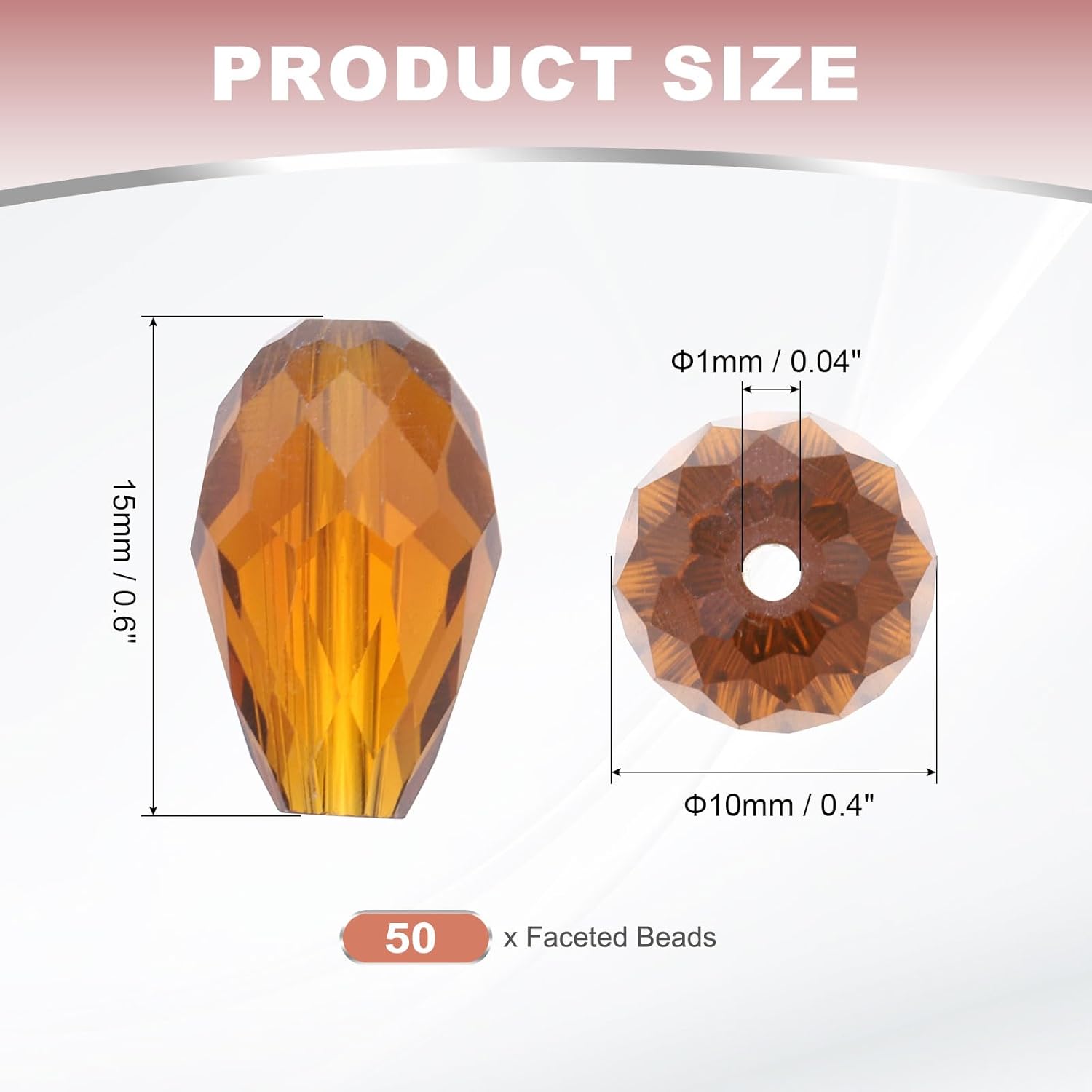 PATIKIL 10mm Faceted Glass Beads, 50 Pcs Brown Bicone Birthstone Bead Vertical Hole for DIY Crafting Bracelet Necklace Jewelry Making - Image 2