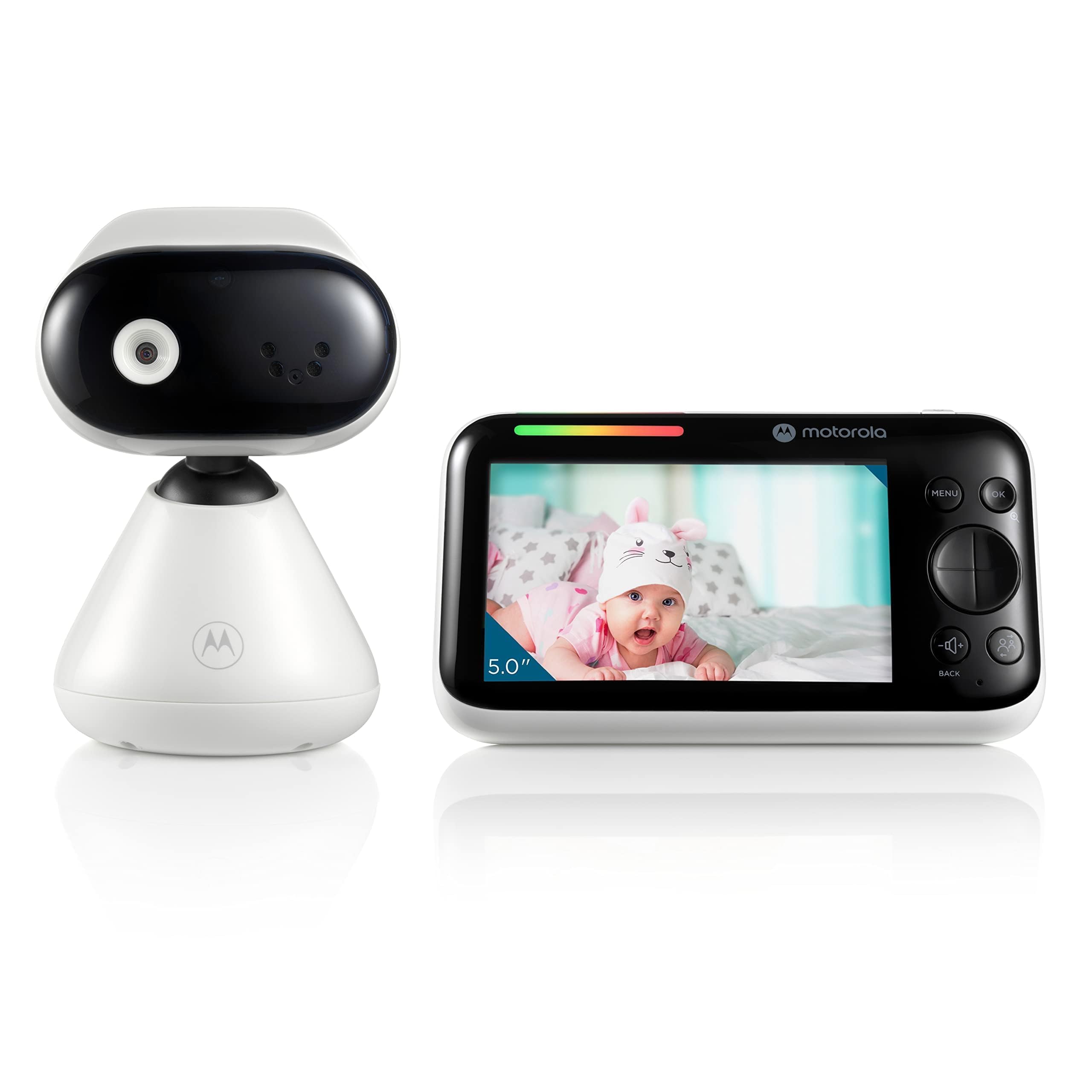 Motorola Nursery PIP1500 Vigilabebés con Cámara, Unidad de Padres de 5 pulgadas, Comunicación Bidireccional, Temperatura Ambiente, Visión Nocturna por Infrarrojos, Alcance de 300 m