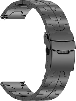 22mm Stainless Steel Watch Band Replaceable Metal Wristband Easy to Adjust Strap,Black-22mm