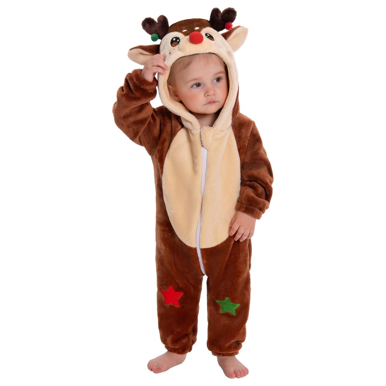 OLAOLA Peleles para Bebé Unisex, Pijama de Franela Suave, Disfraz de Animal para Niños, Mono con Capucha de Dibujos Animados